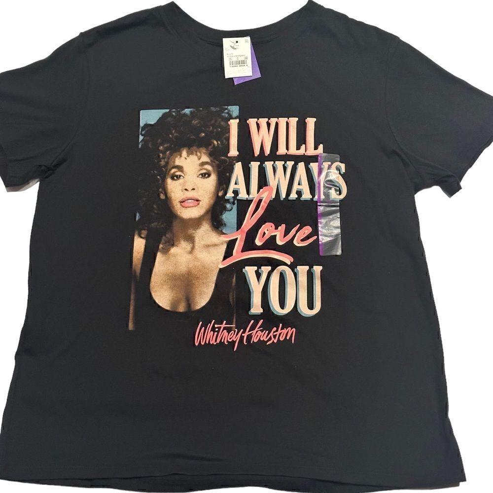 Vintage Whitney Houston Short Sleeve T-Shirt Black I Will Always Love You